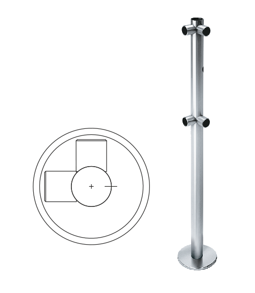 Фото Praktika Стойка ограждения c отверстием под фиксатор L- образная 2муфты справа