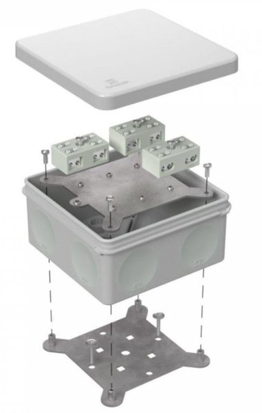 Фото Коробка огнестойкая разветвительная для о/п двухкомпонентная 100х100х50 (60-0300-7035-FR6.0-4-6-Р)