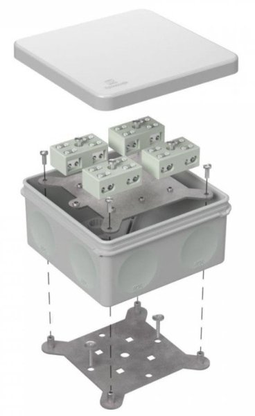 Фото Коробка огнестойкая разветвительная для о/п двухкомпонентная 100х100х50 (60-0300-7035-FR6.0-4-8-Р)