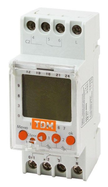 Фото ТЭ822-2кан-1мин/7дн-44on/off-2х16А-DIN TDM (SQ1503-0003)