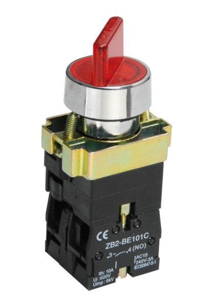 Фото Переключатель LAY5-BK2465 2 положения красный NO+NC (BSW90-BK-2-K04)