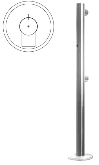 Фото Praktika Стойка ограждения односторонняя,2 муфты, отверстие под фиксатор прямо