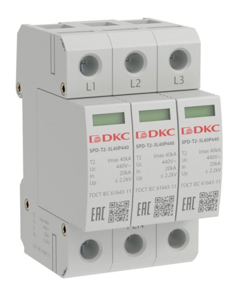 Фото УЗИП, тип 2, 3P Imax 40kA Un 440V (SPD-T2-3L40P440)