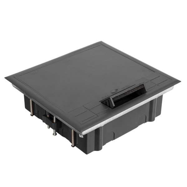 Фото Лючок напольный, 12 (2х6) модулей, вертикальный, пластиковая крышка, серый (DR-PRO-01521)