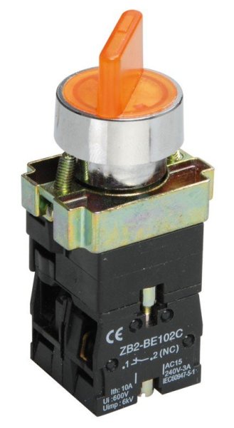 Фото Переключатель LAY5-BK2565 2 положения желтый NO+NC (BSW90-BK-2-K05)