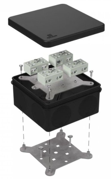 Фото Коробка огнестойкая разветвительная для о/п двухкомпонентная 100х100х50 (60-0300-9005-FR6.0-4-8-Р)