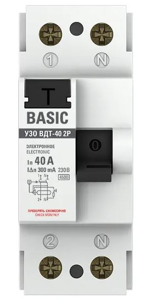 Фото УЗО ВДТ-40 2P 40А/300мА Basic (elcb-2-40-300e-sim)