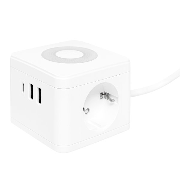 Фото Удлинитель "Куб" 2 гнезда 2USB 2,4А+Type C + Ночник 1,3 метра 1мм2