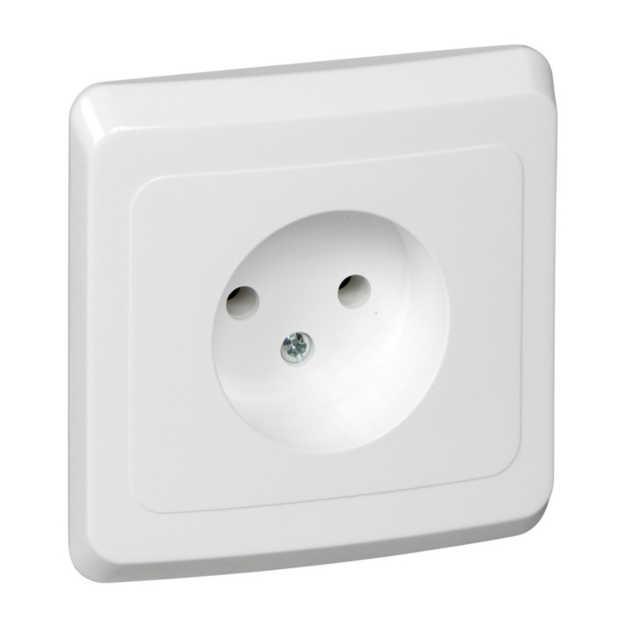 Фото Этюд розетка 1-местная, в сборе, без заземления без шторок, скрытой установки, белый (PC16-001B)