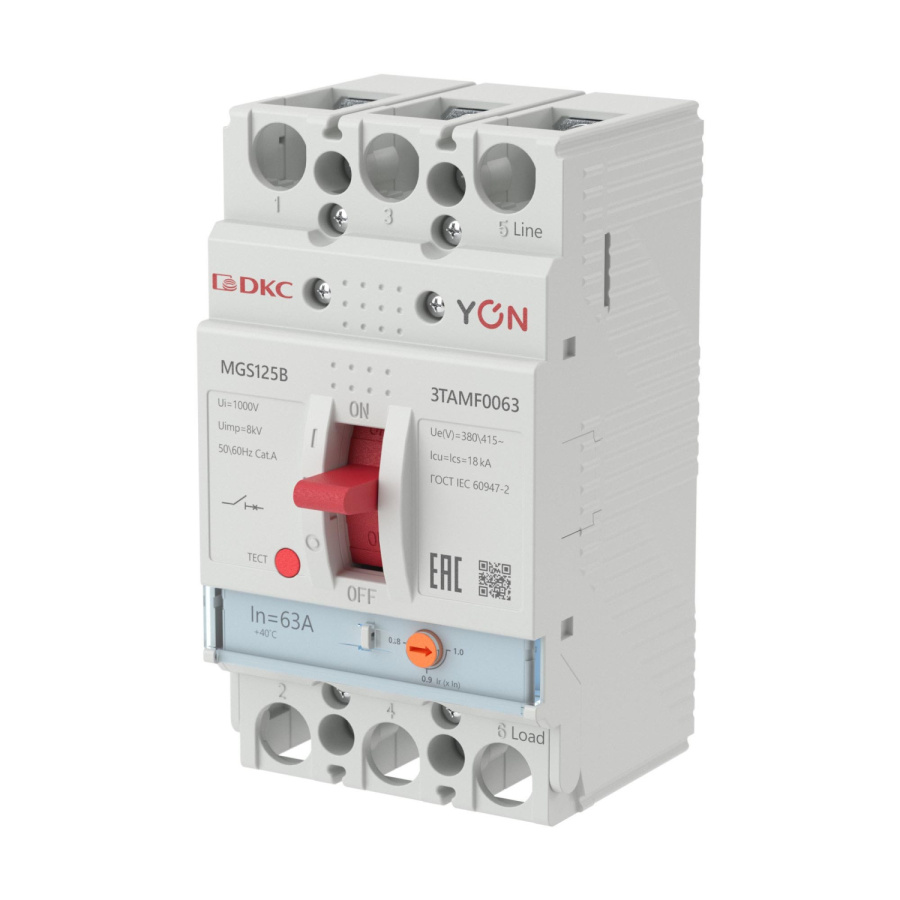 Фото YON MGS125 3P 50,4-63A 18kA (MGS125B-3TAMF0063)