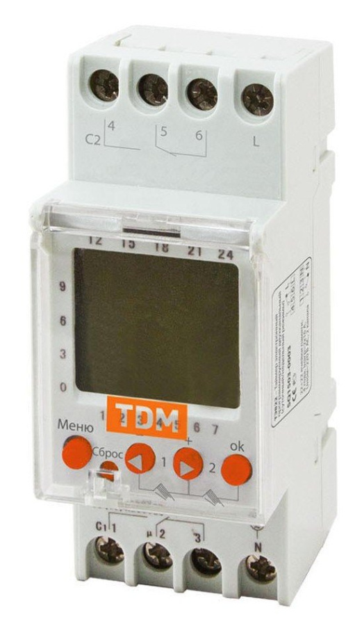 Фото ТЭ822-2кан-1мин/7дн-44on/off-2х16А-DIN TDM (SQ1503-0003)