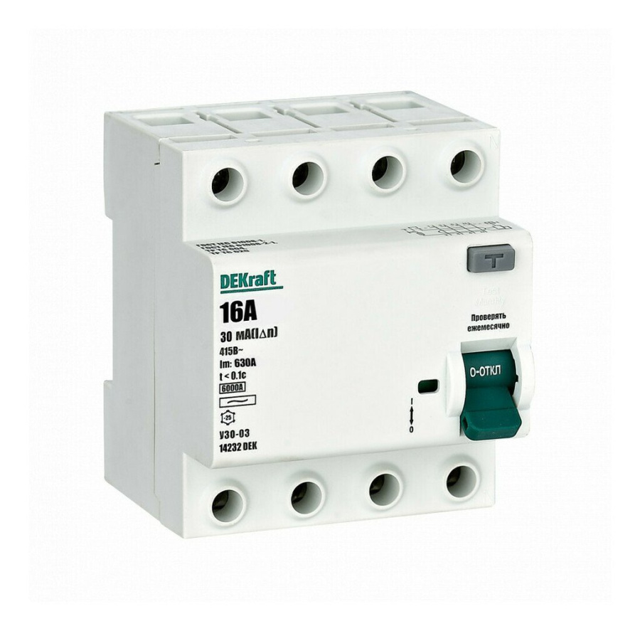 Фото УЗО-03 ВДТ 4P 16А 30мА AC 6кА (14232DEK)