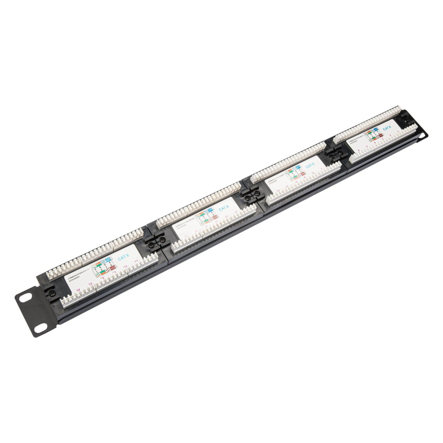 Фото Коммутационная панель кат.6, UTP, 19", 1U, 24xRJ45, 568A/В, черный (DR-4003)