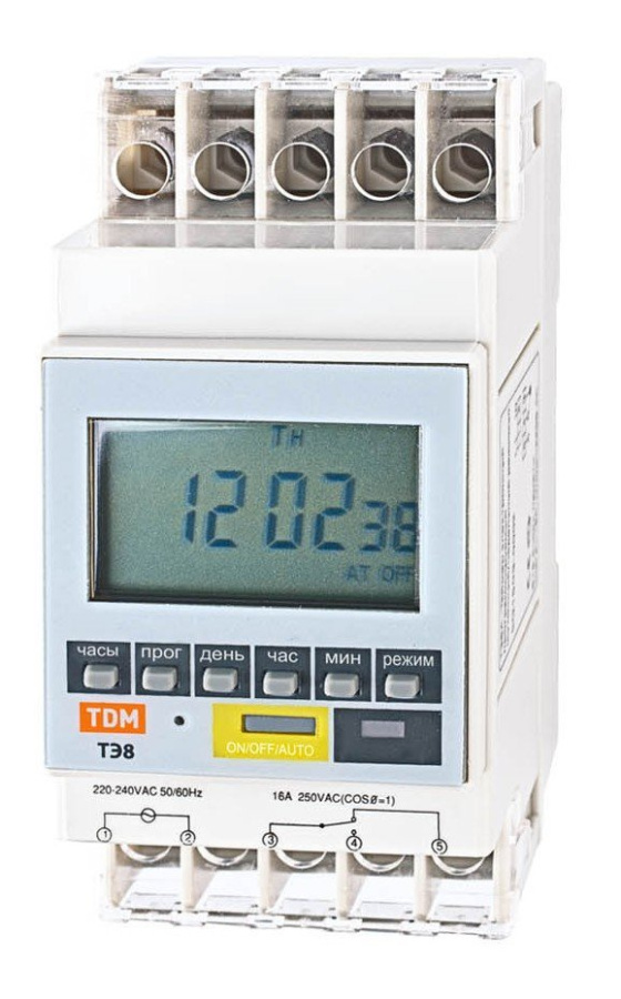 Фото ТЭ8A-1мин/7дн-8on/off-16А-DIN TDM (SQ1503-0002)