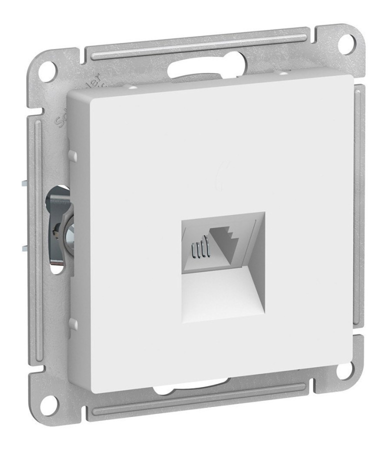 Фото AtlasDesign розетка RJ11 1-местная, скрытой установки, механизм, белый (ATN000181)