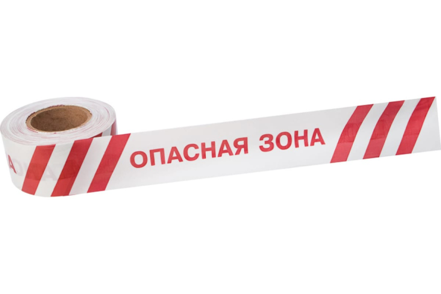 Фото Лента оградительная «Опасная зона» 75 мм х 250 м REXANT, цвет белый/красный (19-3027)