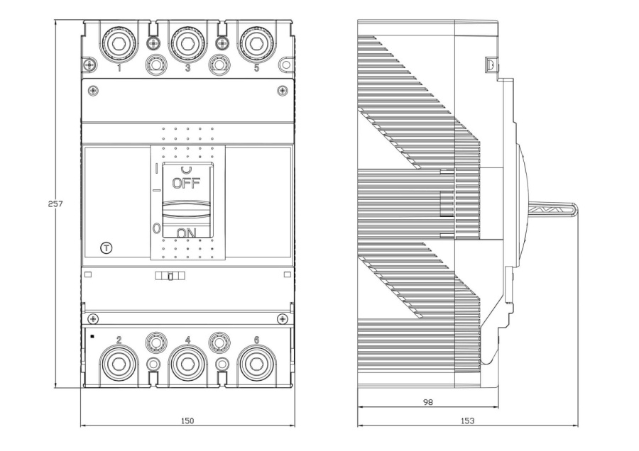 Фото YON MGS630 3P 400-500A 60kA (MGS630S-3TAMF0500)