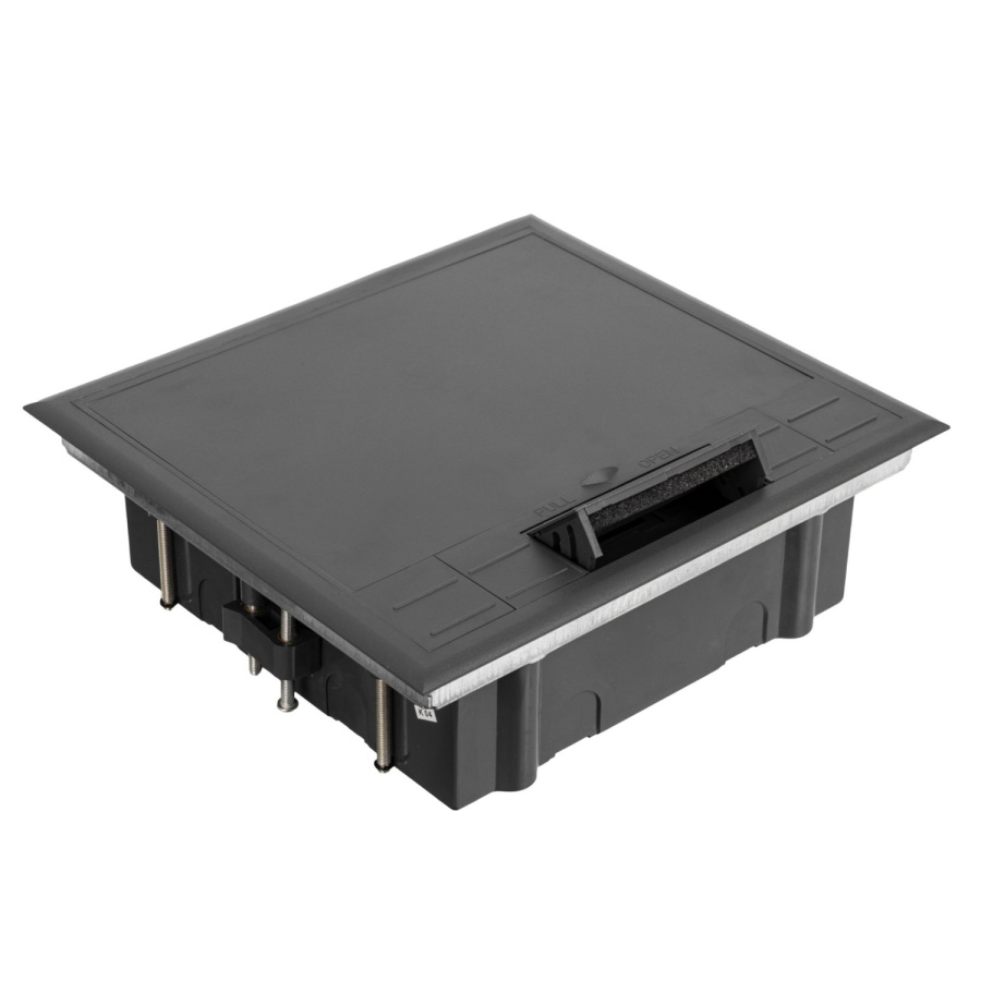 Фото Лючок напольный, 12 (2х6) модулей, вертикальный, пластиковая крышка, серый (DR-PRO-01521)