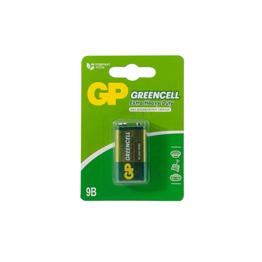Фото GP GreenCell 9V Крона (GP 1604GLF-2CR1), БЛИСТЕР