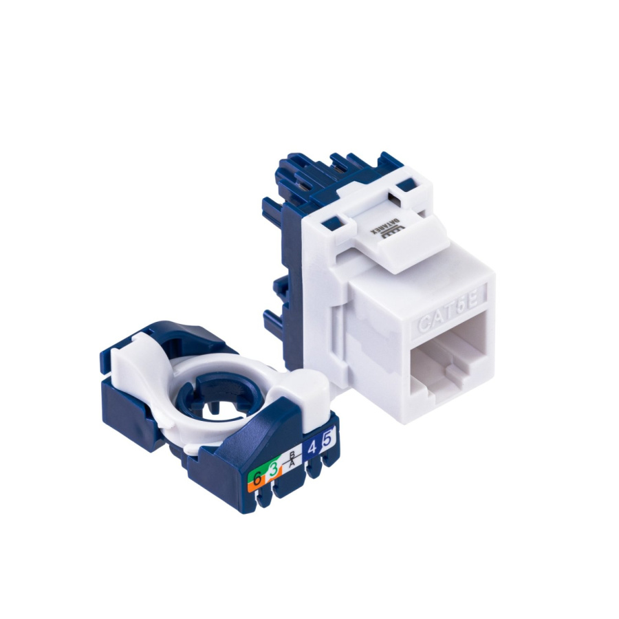 Фото Модуль Keystone кат.5e, UTP, 1xRJ45, T568A/B, без инструм., белый (DR-510020)