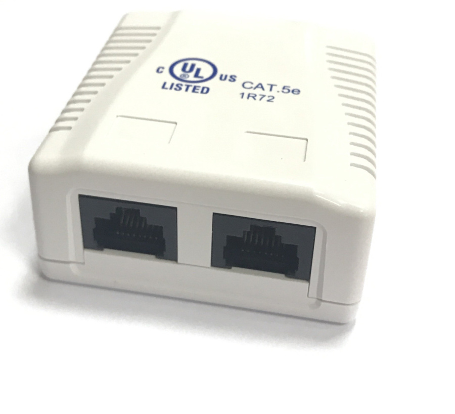 Фото RJ-45-2 (8P8C) CAT5e, 2 выхода (LISTED) компьютерная розетка