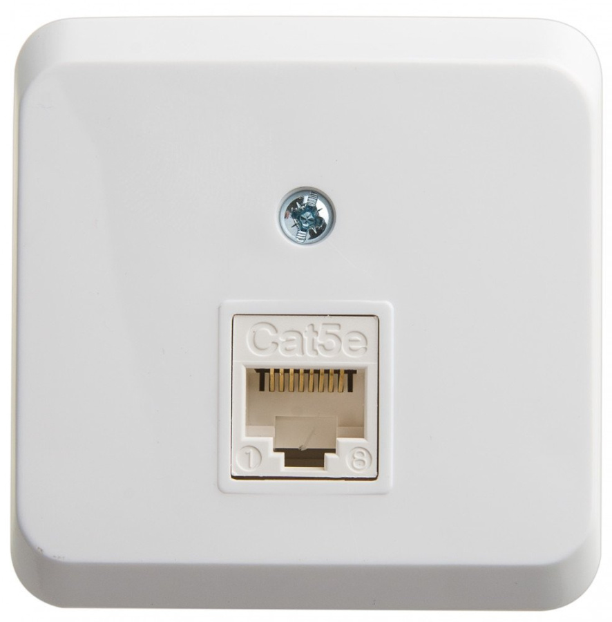 Фото Этюд розетка RJ45 1-местная, кат. 5Е, открытой установки, белый (KOMA-001B)