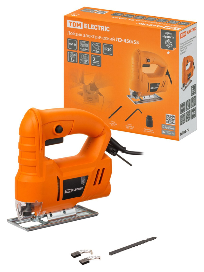 Фото ЛЭ-450/55, 450 Вт, пропил 55мм, 3000 ход/мин, шнур 3м "Гранит" ТDM (SQ1089-0101)