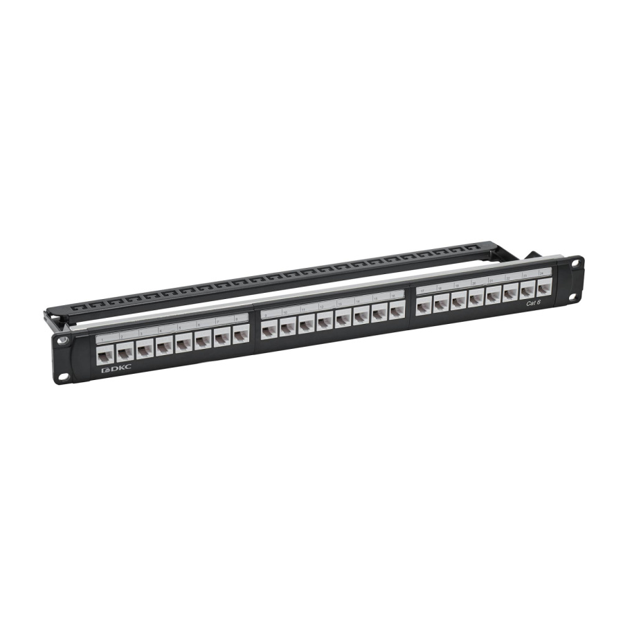 Фото Патч-панель 19", 1U, CAT6, 24 модуля RJ45, неэкранированная (RN6PPU24)