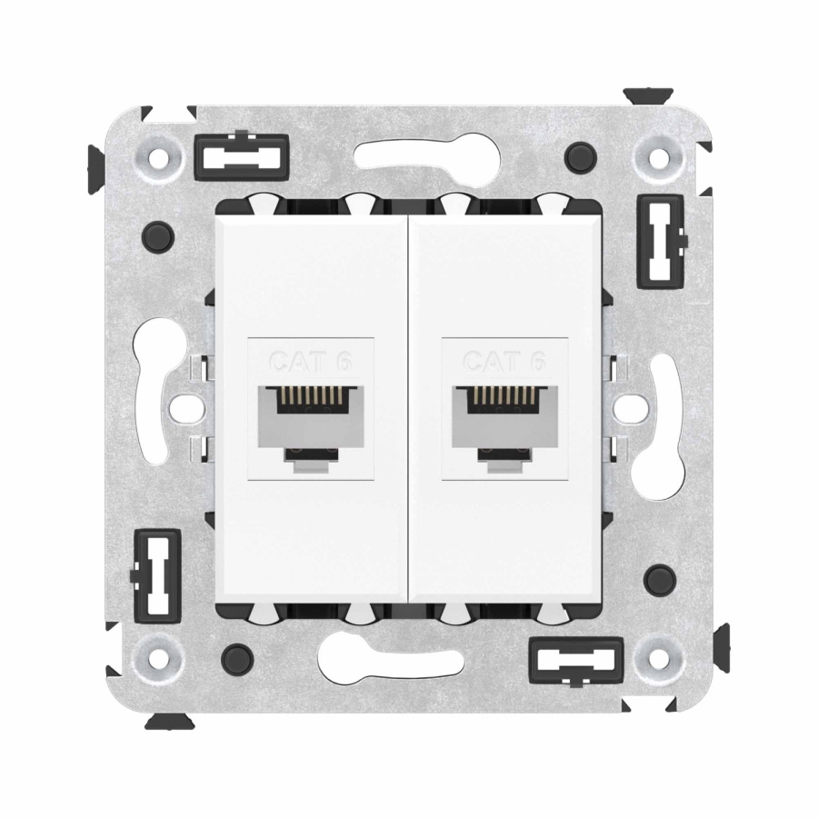 Фото Розетка RJ-45 в стену, кат.6E, Avanti, двойная, белое облако (4400694)