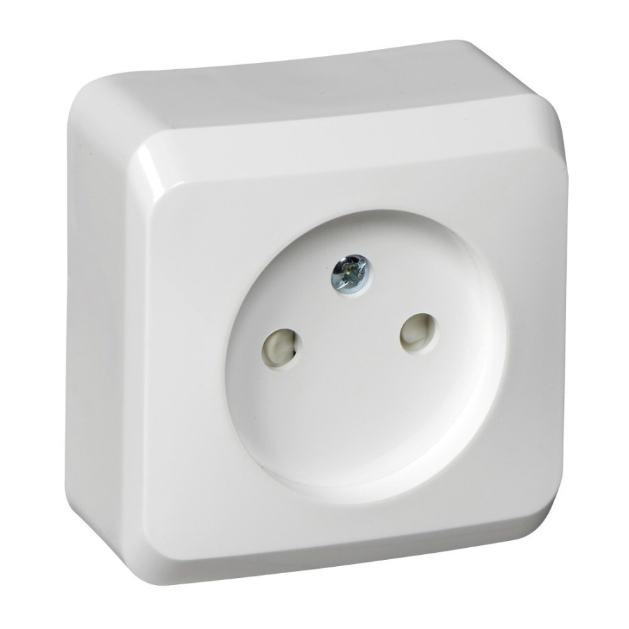 Фото Этюд розетка 1-местная без заземления со шторками, открытой установки, белая (PA16-002B)