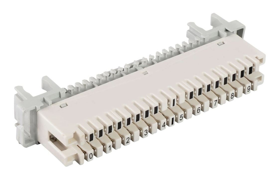 Фото Плинт универсальный ПВТ-10Р-5е, 10 пар размыкаемые контакты 0...9 (120902-00081)
