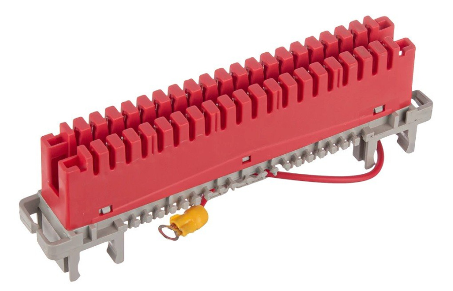 Фото Плинт заземления универсальный ПВТ 10 пар, красный (120902-00094)